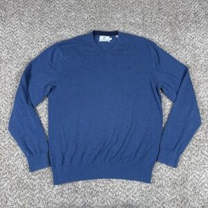 Southern Tide Sweater Mens Medium Blue V Neck Cotton Coastal Prep